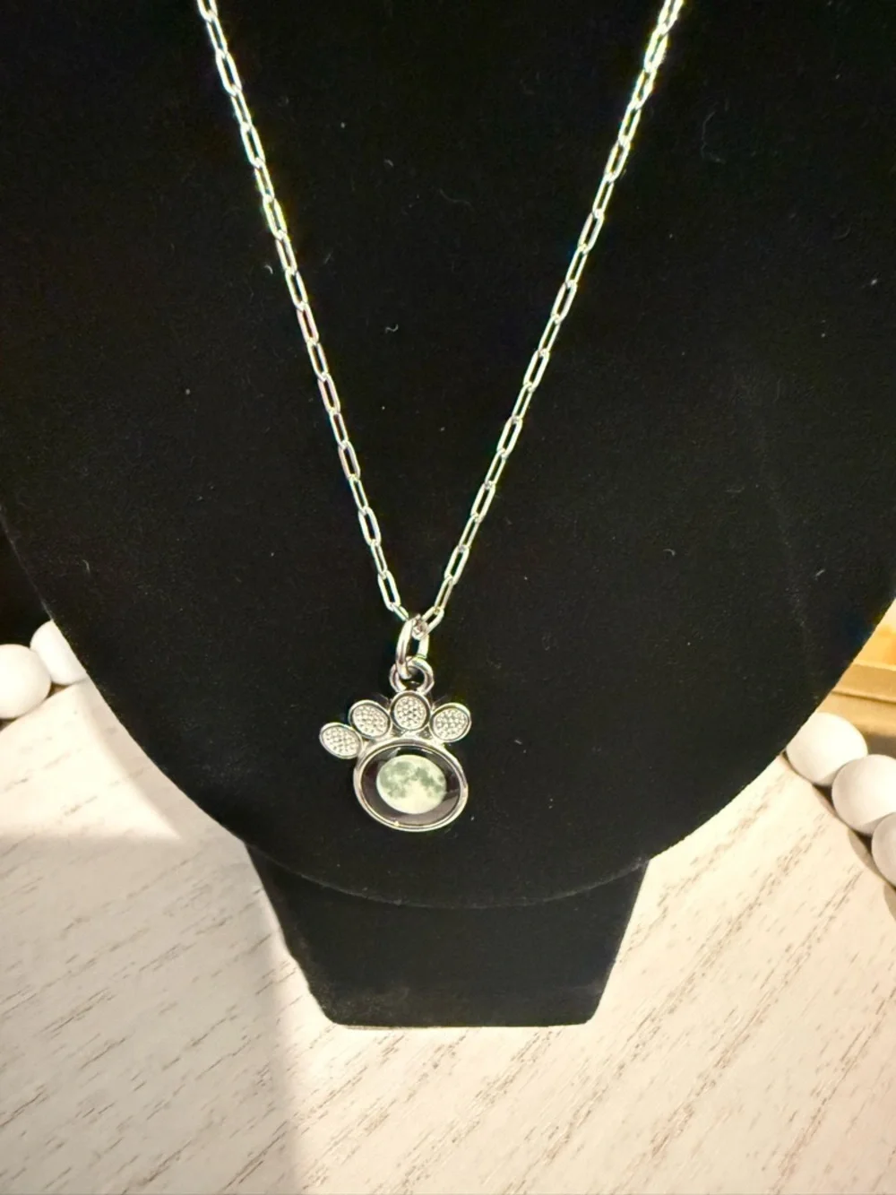 3 x 20$ Moon Paw Print Necklace Silver Tone Dog Lover Pendant